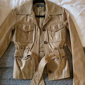 Patrizia Pepe tan leather jacket